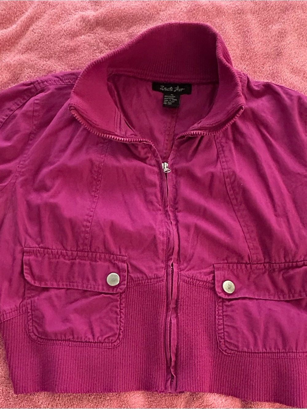 Vibrant Magenta Zip-Up Bomber Jacket